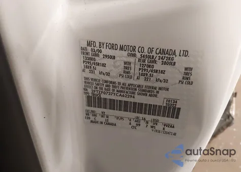 2000 Ford F-150 Svt Lightning from USA, damaged, VIN 2FTZF0737YCA62294
